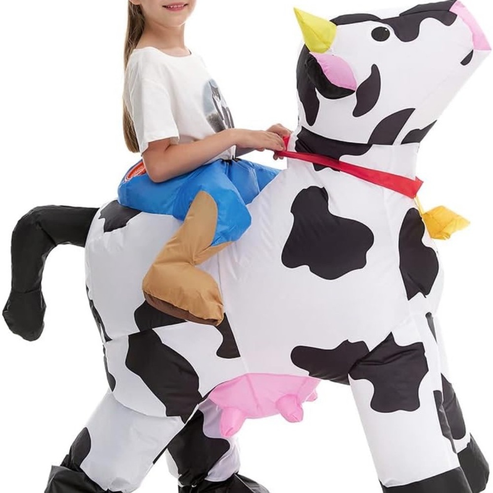 Kids Inflatable Cow Costume with Rider - Picture 1 of 5